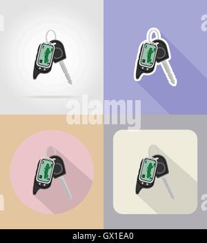 remote car alarm with car keys flat icons vector illustration isolated on background Stock Vector