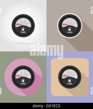 fuel level indicator flat icons vector illustration isolated on background Stock Vector