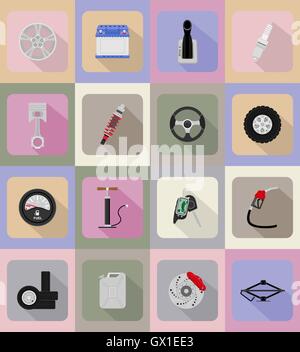 car equipment flat icons vector illustration isolated on background Stock Vector