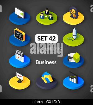 Isometric flat icons set 42 Stock Vector