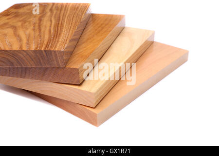 Four boards (acacia, oak, elm, lime) Stock Photo