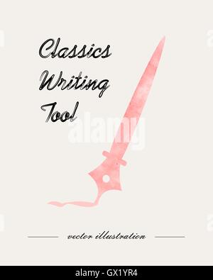fountain ink pen with a nib for classic writing, can be used a a icon or logo Stock Vector