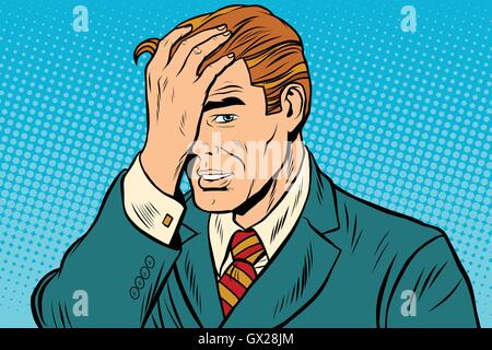 Retro man remembered something Stock Vector