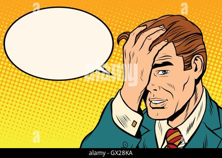 Retro man remembered something, comic bubble Stock Vector