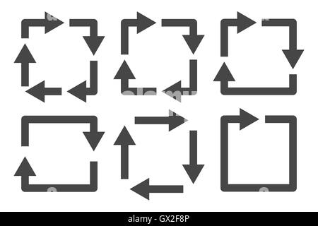 Square cyclic rotation arrow icon. Navigation concept arrow sign Stock ...
