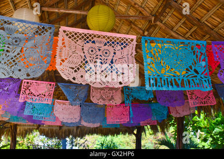 Mexican paper banners for celebrations or holidays Stock Photo