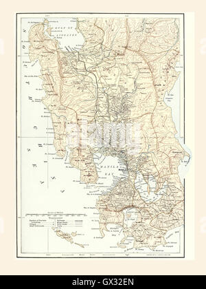 Map of Manila, Philippines and the seat of war during the Spanish-American War of 1898. Stock Photo