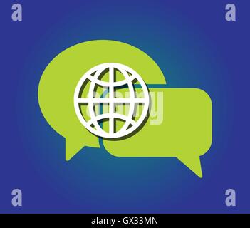 speech bubble with earth globe as people communication concept abstract vector illustration Stock Vector