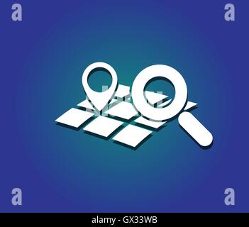 geo location mark on map symbol with magnifying glass like modern travel technology vector illustration Stock Vector