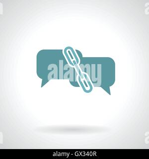 speech bubble and chain symbol as connection concept vector illustration Stock Vector