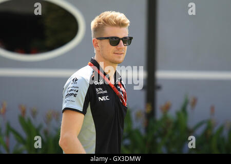 Marina Bay Street Circuit, Singapore. 15th Sep, 2016. Drivers arrival, inspection and press conferecne day. Sahara Force India - Nico Hulkenberg Credit:  Action Plus Sports/Alamy Live News Stock Photo