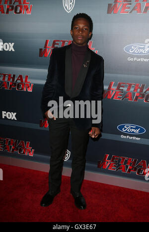 September 12, 2016 - Los Angeles, CA, United States - 12 September 2016 - Los Angeles, California - .Dante Brown. ''Lethal Weapon'' Fox Network Premiere held at NeueHouse Hollywood. Photo Credit: F. Sadou/AdMedia (Credit Image: © F. Sadou/AdMedia via ZUMA Wire) Stock Photo