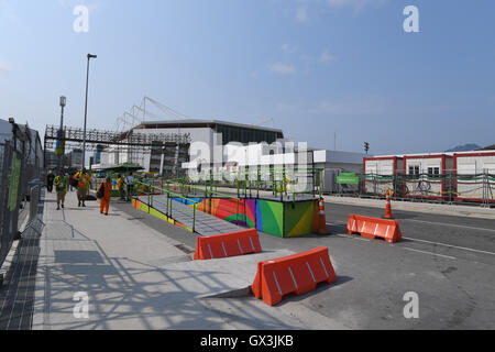 Competitors arrive for Boccia during the Paralympic Games at Carioca Arena 2 on September 15, 2016, Rio De Janeiro, Brazil. (Photo by Kenjiro Matsuo/AFLO)General view, SEPTEMBER 14, 2016 : A general view of the Main Press Center ahead of the Rio 2016 Paralympic Games in Rio de Janeiro, Brazil. © AFLO SPORT/Alamy Live News Stock Photo