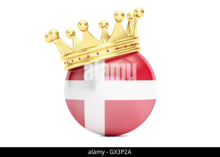 Crown with flag of Kingdom of Denmark, 3D rendering Stock Photo
