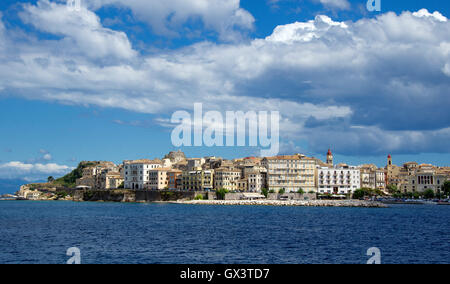 Panoramic view waterfront Corfu Old Town Ionian Islands Greece