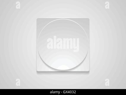 Abstract grey paper geometric web icon sticker. Vector square and circle graphic design Stock Vector
