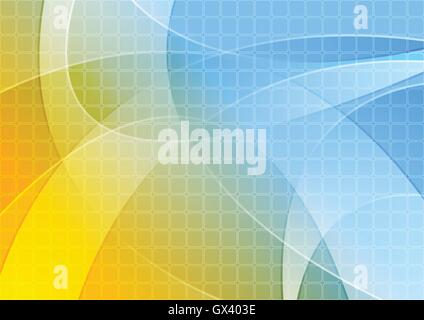 Bright orange blue wavy background with squares texture. Vector design Stock Vector