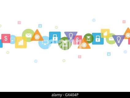 Bright social communication icons tech background. Vector business integration graphic design Stock Vector