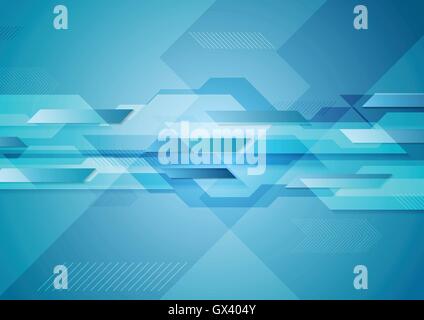 Blue shiny hi-tech motion layout background. Vector geometric tech design Stock Vector