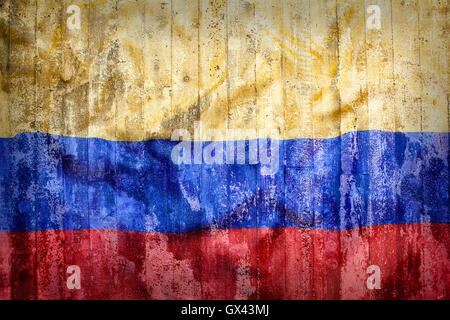 Grunge style of Colombia flag on a brick wall for background Stock Photo