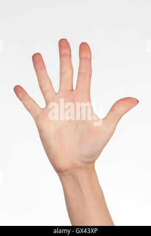 Woman's hand counting five Stock Photo