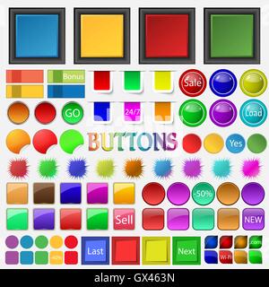 plaster , hashtag , barcode , arrows icon. Big set buttons for your site. Vector Stock Vector