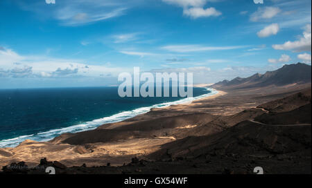 High view of the coastline  Cofete Beach Fuerteventura Canary Island Stock Photo