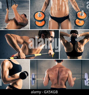 Collage fitness workout Stock Photo