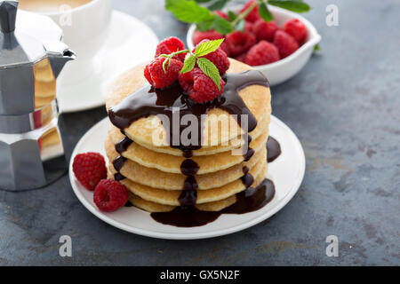 Stack of fluffy buttermilk pancakes Stock Photo