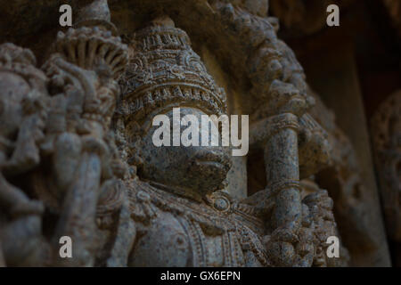 Face of the deity sculpture (Varaha) in the Chennakesava temple at Somanathapura,Karnataka, India, Asia
