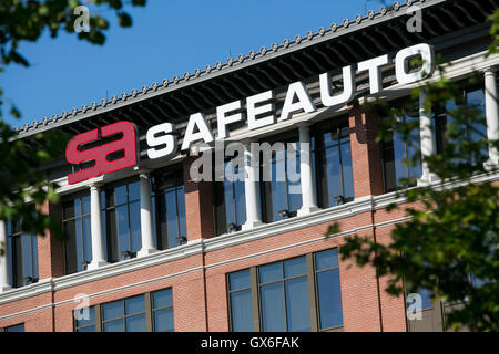 A logo sign outside of the headquarters of the Safe Auto Insurance Company in Columbus, Ohio on July 23, 2016. Stock Photo