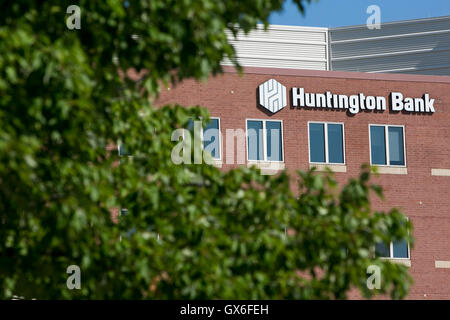 A logo sign outside of the headquarters of Huntington Bancshares, Inc., in Columbus, Ohio on July 23, 2016. Stock Photo