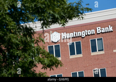 A logo sign outside of the headquarters of Huntington Bancshares, Inc., in Columbus, Ohio on July 23, 2016. Stock Photo