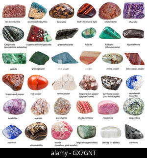 various tumbled decorative stones with names Stock Photo - Alamy