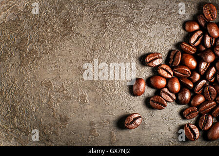 Coffee beans on a grunge background close up Stock Photo