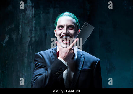 Bloody Halloween theme: crazy joker face Stock Photo