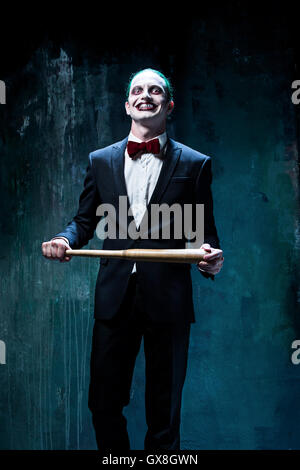 Bloody Halloween theme: crazy joker face Stock Photo