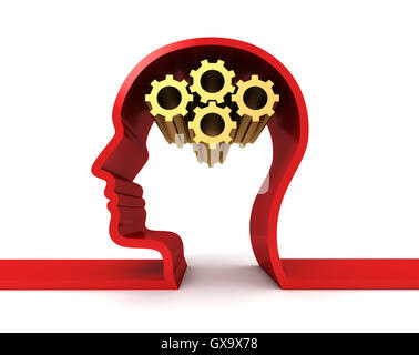 brain gears isolated 3d illustration Stock Photo