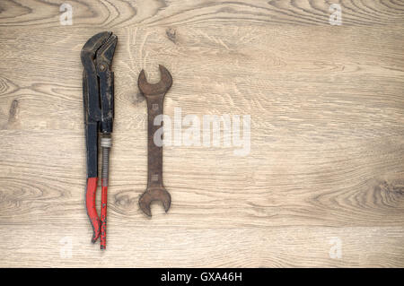 Rusty old hand tools with copy space Stock Photo