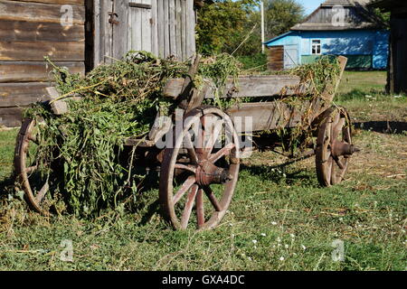 Old wooden wagon timber, industry, west carrying car Stock Photo