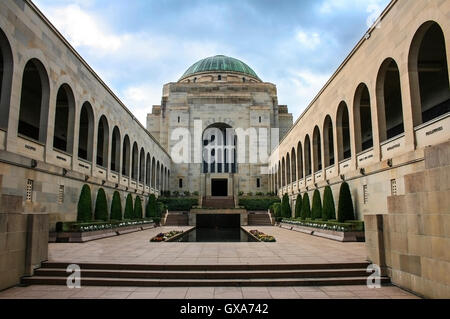 View of commemorative area at entrance to the Australian National War Memorial in honour of men and women who served for Austral Stock Photo