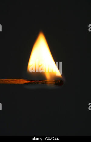 Burning match with bright flame. Stock Photo