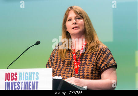 Michelle Stanistreet,General secretary of the NUJ,addresses the TUC conference in Brighton September 2016 Stock Photo