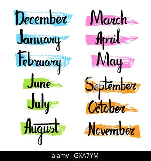 Handwritten names of months: December, January, February, March, April ...