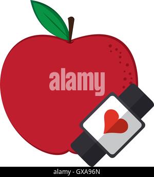 heart rate wrist monitor and apple icon Stock Vector Image & Art - Alamy