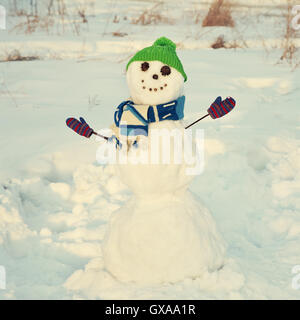 snowman in a forest Stock Photo