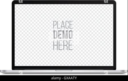 laptop front mockup macbook style isolated on the white background. Vector illustration. Stock Vector