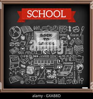 Doodle school icons set Stock Vector