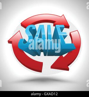 Vector SALE with circle three arrows 3D style. Vector illustration. Can use illustration for promotion advertising. Stock Vector