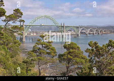 Yaquina Bay Bridge in Newport Oregon historic landmark. Stock Photo